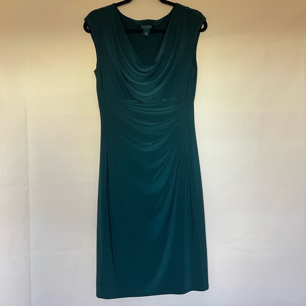 Lauren Ralph Lauren Cowl Neck Green Dress Size 8
